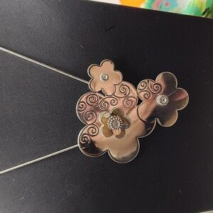 Brighton Vintage Florenza Floral Silver Tone 16 Inch Crystal Pendant Necklace